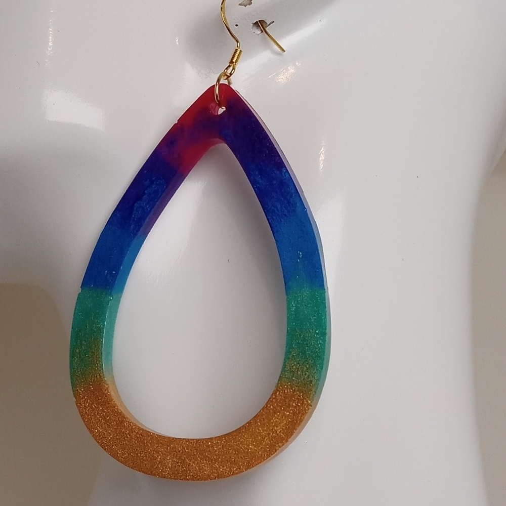 Multicolor Teardrop Earrings - Picture 3 of 10